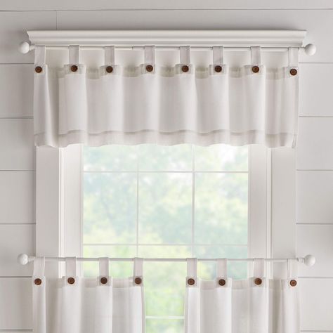 Farmhouse Kitchen Valance, Chic Modern Farmhouse, Shabby Chic Modern, Kitchen Window Curtains, Elegant Bath, Modern Farmhouse Home, Kitchen Valances, Valance Window Treatments, Window Bed