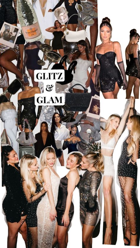 Glitz And Glamour Party, Glitz And Glam Outfit, Sparkle Bachelorette Party, Glam Party Outfit, Bachelorette Outfit Themes, Bachelorette Party Props, Vegas Theme Party, Vegas Bachelorette Party, Glamour Party