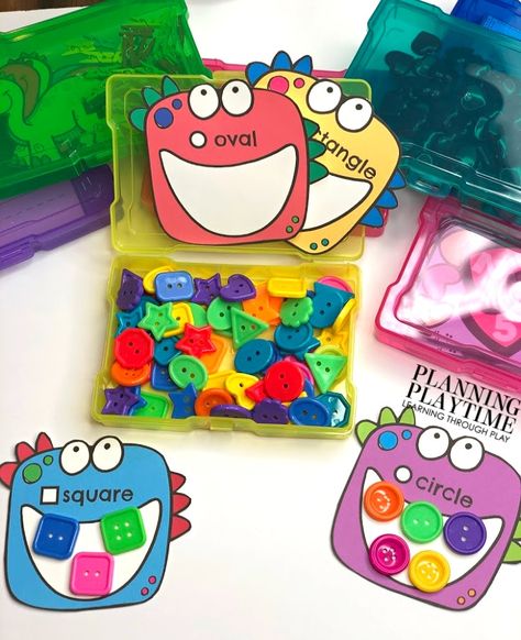 Monster Teeth, Morning Tubs, Preschool Centers, Morning Activities, Preschool Fine Motor, Shapes Preschool, Shapes Activities, Math Activities Preschool, Toddler Learning Activities