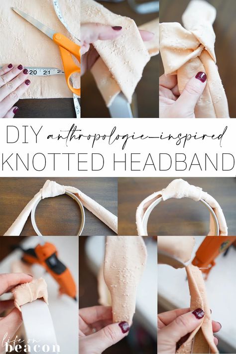 Fabric Headbands Diy, Knotted Headband Tutorial, Knotted Headband Diy, Sewing Headbands, Diy Tricot, Headband Crafts, Anthropologie Inspired, Headband Tutorial, How To Make Headbands