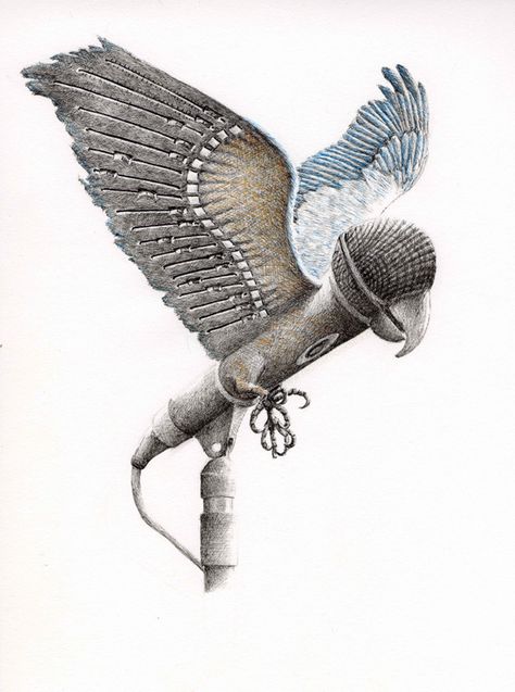 Animal Music - Parrot Microphone & Equalizer - by Redmer Hoekstra Redmer Hoekstra, Art Bizarre, Metamorphosis Art, Surrealism Drawing, Bizarre Animals, 다크 판타지, Art Academy, Creative Drawing, A Drawing