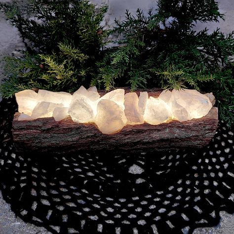 Crystal Shop Aesthetic, Forest Lounge, Rock Display, Glow Rock, Resin And Wood Diy, Crystal Lamps, Forest Wood, Rock Gifts, Crystal Power