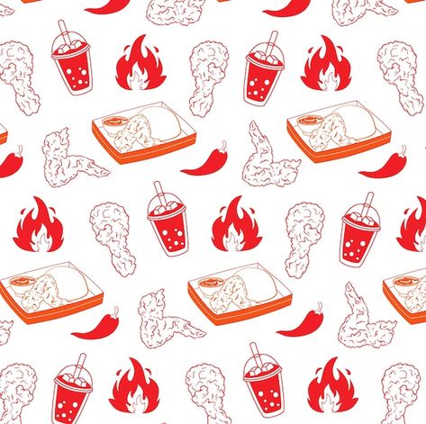 Spicy fried chicken hand drawn sketch se... | Premium Vector #Freepik #vector #crispy-chicken #fried-chicken #crispy #doodle Fried Chicken Business Name Ideas, Chicken Wing Illustration, Fried Chicken Wallpaper, Chicken Menu Design, Fried Chicken Illustration, Chicken Wings Logo, Spicy Background, Fried Chicken Design, Fast Food Background