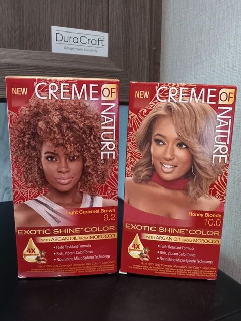 Crème Of Nature Hair Dye, Crème Of Nature Honey Blonde, Cream Of Nature Hair Dye, Short Blonde Natural Hair, Colored Locks, Baddie Ideas, Bday Outfits, Creme Of Nature, Blonde Natural Hair