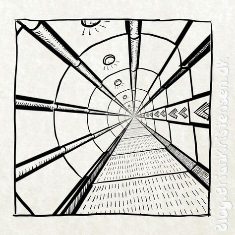 Draw space tunnel in Perspective Tunnel Perspective, Tunnel Drawing, Space Tunnel, Draw Space, For Drawing, Circular Art, Book English, Underground Tunnels, Pose Ideas