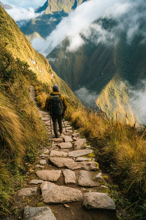 Challenge yourself with a solo hike along the Inca Trail to Machu Picchu. Experience the beauty and history of this iconic site. 🏞️🇵🇪 #SoloTravel #MachuPicchu #HikingAdventure Inca Trail Peru, Inca Trail Hike, Inca Trail, Machu Picchu Peru, Inca Trails, Peru Travel, Challenge Yourself, Machu Picchu, Hiking Trip