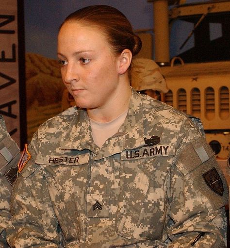 Leigh Ann Hester is the first female U.S. Army soldier to receive the award for exceptional valor since World War II and the first ever to be cited for valor in close quarters combat. Leigh Ann, Army Sergeant, National Heroes, Army Women, American Veterans, Female Soldier, February 3, Military Personnel, The Resistance