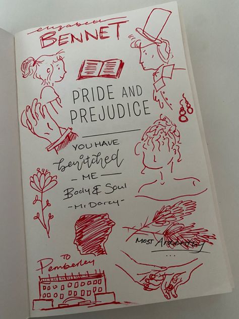 Decorated the title page of P&P while I was cooking today Pride And Prejudice Doodles, Pride And Prejudice Annotations, Pride And Prejudice Cover, Pride And Prejudice Journal, Journal Title Page, Pride And Prejudice Book, Scrapbook Book, Book Annotation, Journal Themes