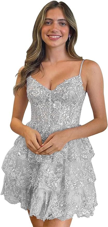 Short Prom Dresses For Teens, Sequin Homecoming Dress, Short Prom Dresses, Prom Dresses For Teens, Lace Short, Dress Cocktail, Short Prom, Dresses For Teens, Homecoming Dress