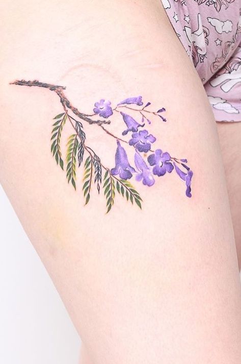 Jacaranda Flower Tattoo, Guaria Morada Tattoo, Jacaranda Tree Tattoo, Wisteria Flower Tattoo, Jacaranda Tattoo, Purple Flower Tattoo, Jacaranda Flower, Wisteria Tattoo, Purple Flower Tattoos