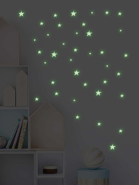 1pc Star Pattern Glow In The Dark Wall Sticker | SHEIN USA Glow In The Dark Star Stickers, Stars On Wall Decoration, Glowing Stars On Ceiling, Glow In The Dark Stars Bedroom, Glow In The Dark Stars On Ceiling, Glow In Dark Stars, Glow Stickers, Glow In The Dark Stickers, Star Bedroom