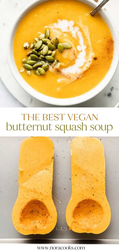 Plant Based Butternut Squash Soup, Butternut Soup Vegan, Butternut Squash Soup Vegetarian, Simple Squash Soup, Vegan Squash Soup Recipes, Butternut Squash Vegan Soup, Vegan Butternut Soup, Butter Nut Squash Soup Recipes, Vegan Squash Recipes