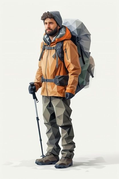 Photo full body character design of hike... | Premium Photo #Freepik #photo Hiker Character Design, Full Body Character Design, Firefighter Character, Body Character Design, Full Body Character, Character Reference, Cartoon Clip Art, Mountaineering, Comic Character