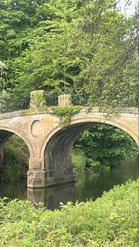 old bridge above river in yorkshire sculpture park Old Park Aesthetic, River Bridge Aesthetic, Bridge Concept Art, Cobblestone Bridge, Yorkshire Photography, Bridge Aesthetic, 1800s Aesthetic, Bridge Over River, Bridge Drawing