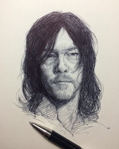 Daryl Dixon Sketch, The Walking Dead Desenho, Daryl Drawing, The Walking Dead Tattoos Ideas, The Walking Dead Drawings, Twd Sketch, Sketches Of Celebrities, Daryl Dixon Drawing, Daryl Dixon Fanart