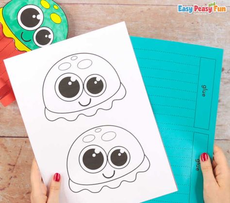 Jellyfish Craft Preschool Free Printable, Jelly Fish Craft For Kids, Jellyfish Template Free Printable, Jelly Fish Template, Jellyfish Arts And Crafts, Jelly Fish Printable, Jellyfish Craft Preschool, Jellyfish Template, Paper Jellyfish