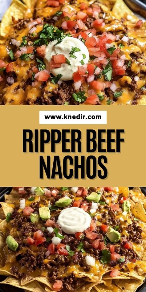 🌮 Spice up your snack time with these Ripper Beef Nachos! Loaded with seasoned beef, melty cheese, and all your favorite toppings, these nachos are perfect for game days, parties, or a fun family meal. Get the recipe for this ultimate nacho dish and take your nachos to the next level! #BeefNachos #NachoRecipes #PartyFood #EasySnacks #TexMex #FamilyFavorites 🧀 Nacho Meat Recipe, Beef Nachos Recipe, Beef Nachos, Ultimate Nachos, Nachos Recipe Beef, Nachos Beef, Nachos Recipe, Mexican Food Recipes Easy, Tex Mex