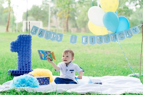 Diy Anniversaire, Birthday Photo Shoot, First Birthday Photo, 1st Birthday Pictures, Birthday Pics, Baby Shoot, Baby Boy Birthday, First Birthday Photos, Birthday Decor