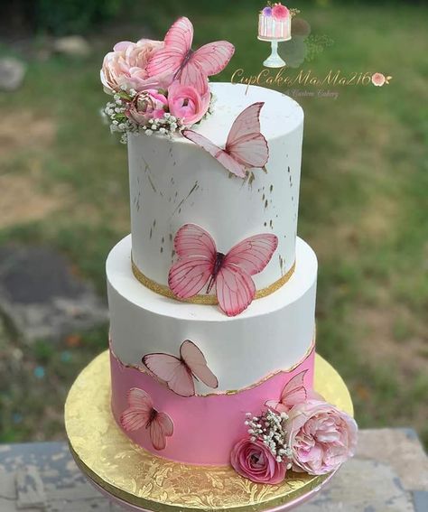 Two Tier Butterfly Cake, Brthdy Cake, 2 Tier Butterfly Cake, Butterfly Baby Shower Cake, Butterfly Theme Cake, Cake Designs For Boy, Chocolate Covered Strawberries Bouquet, Tiered Cakes Birthday, Butterfly Birthday Cakes