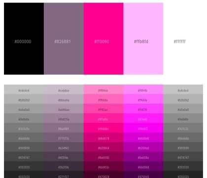 Pink And Black Color Schemes, Hot Pink Color Palette Colour Schemes, Black And Pink Color Palette, Color Schemes With Pink, Pink Black Color Palette, Color Schemes With Black, Eclectic Color Palette, Studio Remodel, Pink Color Combination