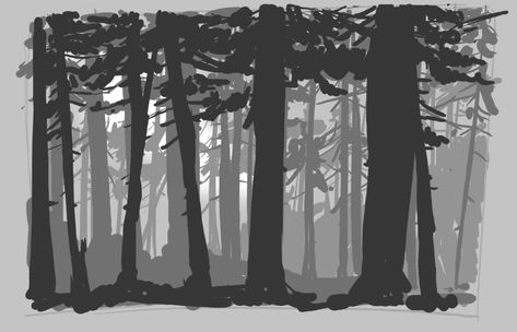 How to draw a Forest (video) Woods Drawing, Forest Video, Forest Sketch, Value Painting, Forest Drawing, Tattoos Mandala, Forest Tattoos, Evergreen Forest, Forest Background