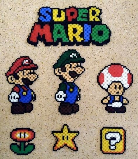 Super Mario Perler Bead Patterns, Hama Beads Mario, Perler Bead Mario, Geek Diy, Pearl Beads Pattern, Easy Perler Beads Ideas, Perler Art, Perler Bead Templates, Diy Perler Bead Crafts