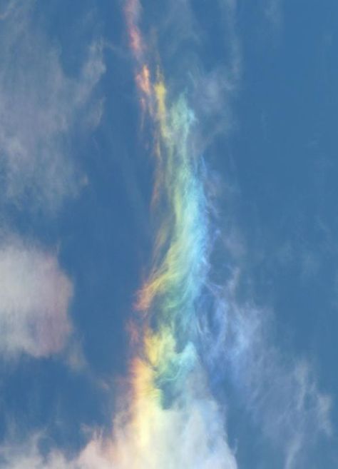 an extremely rare fire rainbow Cirrus Cloud, God's Promise, Fire Rainbow, Atmospheric Phenomenon, Ice Crystals, Natural Phenomena, Sleeve Tattoo, Beautiful Sky, A Fire