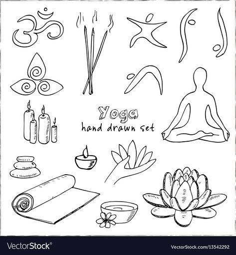 Yoga Vector, Yoga Drawing, Vector Symbols, Yoga Symbols, Doodle Art Journals, Bullet Journal Diy, Sketch Notes, Bullet Journal Art, Yoga Art