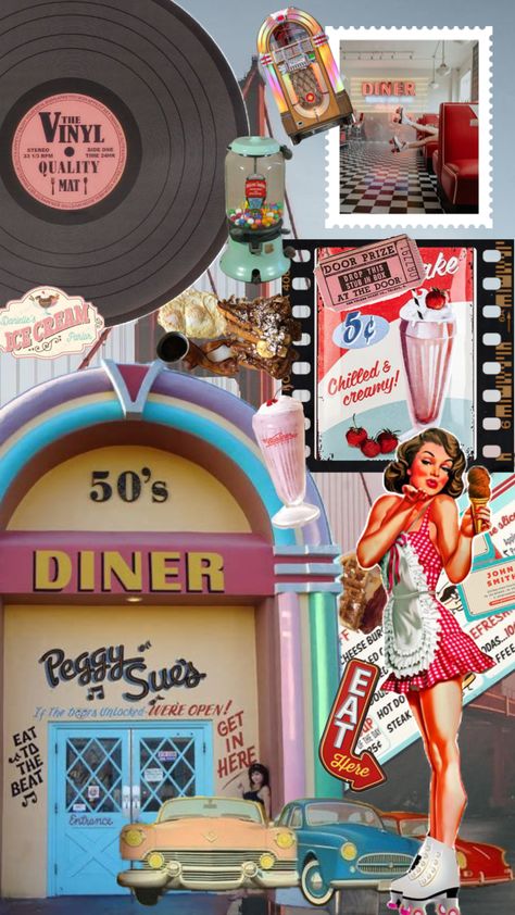 #America#diner #50s 50s Aesthetic Wallpaper, Diner 50s, Diner Aesthetic, 50s Aesthetic, 50s Diner, Big Little, Diner, Aesthetic Wallpapers, Color