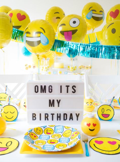 Host a Fabulous Emoji Birthday Party Girls Emoji Birthday Party, Emoji Party Decorations, Emoji Balloon, Party Emoji, Emoji Gifts, Emoji Birthday Party, Girl Emoji, Emoji Party, Emoji Birthday