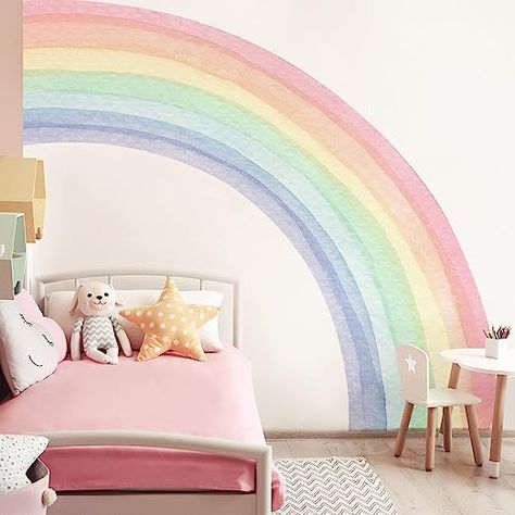 Watercolor Rainbow Wall, Rainbow Wall Mural, Rainbow Bedroom, Living Room Playroom, Rainbow Wall Decal, Polka Dot Wall Decals, Polka Dot Walls, Kids Room Wall Decals, Rainbow Room