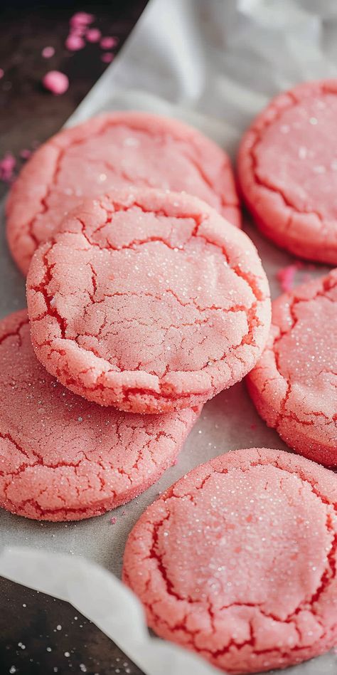 Pink Sugar Cookies [25 Minutes] - Chasety Pink Frosting Cookies, Pink Velvet Cookies Recipe, Pink Iced Cookies, Pinkalicious Cookies, Pink Baked Goods, Pink Themed Food, Pink Dessert Ideas, Aesthetic Pink Party, Pink Deserts