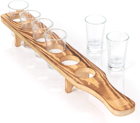 Tequila Glasses, Shot Glasses Display, Shot Glass Holder, Cup Rack, Wooden Glasses, Glass Display Case, Shot Glass Set, Wood Wine Racks, Serving Drinks