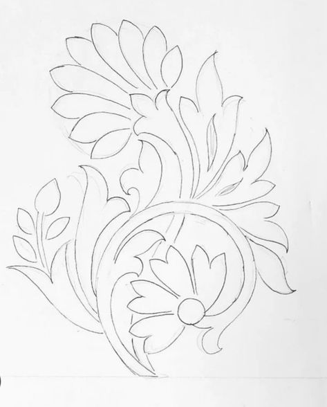 Pencil Drawings Of Flowers, Flower Pattern Drawing, Basic Hand Embroidery Stitches, Fabric Painting Techniques, Tooling Patterns, Make Videos, Fabric Paint Designs, Flower Art Drawing, Embroidery Template