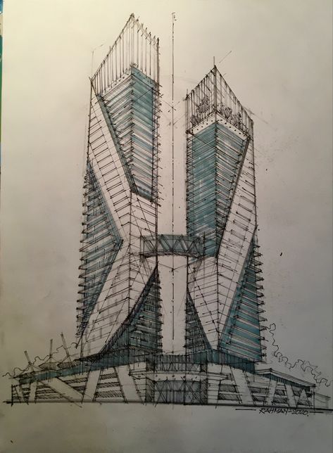 Skycrapper Design, Unique Buildings Architecture, Amphitheater Architecture, Interior Architecture Sketch, Exterior Sketch, Buildings Modern, Module Design, Architecture Blueprints, Urban Design Concept