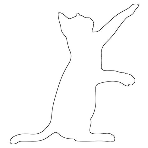 Playful Cat Outline - Use for Coloring, Crafts, Applique Cat Outline Drawing Free Printable, Cat Applique Pattern Free, Cat Outline Drawing, Bookshelf Quilts, Foundation Quilting, Cat Wreaths, Cat Applique Designs, Practicing Drawing, Coloring Crafts