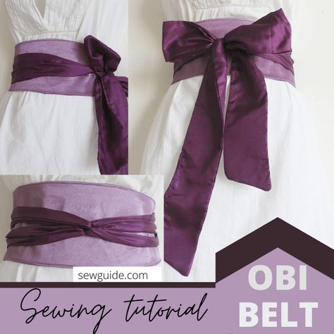 An Obi belt is a Sash belt, traditionally used to tie around Japanese Kimonos, called the Kimono Obi belt. Today, in modern usage, it is a Obi Belt Diy, Obi Belt Pattern, Kimono For Men, Diy Belt For Dresses, Muromachi Period, Diy Belts, Diy Sewing Tutorials, Kimono Obi, Kimono Japanese