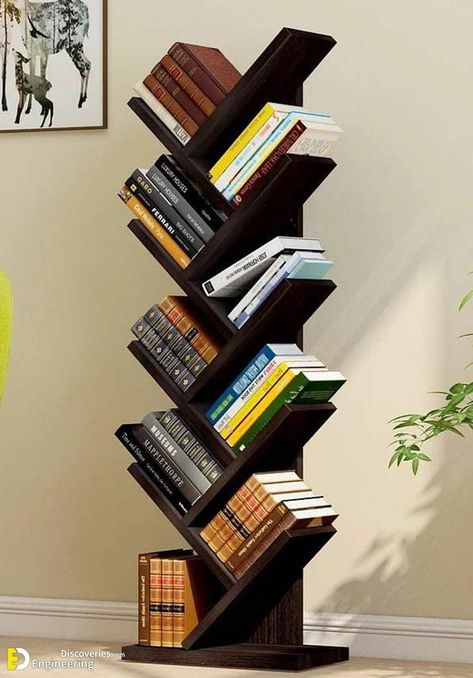 30+ Creative Wooden Bookshelf Ideas  - Engineering Discoveries Book Stand Design, Book Rack Design, Best Shoe Rack, Wall File Holder, Tree Bookcase, Bookshelf Table, Bookshelf Ideas, Wooden Bookshelf, Tree Bookshelf