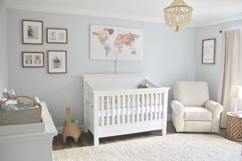 Gray Paint With Blue Undertones, Sherwin Williams Olympus White, Sherwin Williams Palette, Grey Sherwin Williams, Boy And Girl Shared Room, Nursery Layout, Sherwin Williams Gray, Light Gray Paint, First Looks