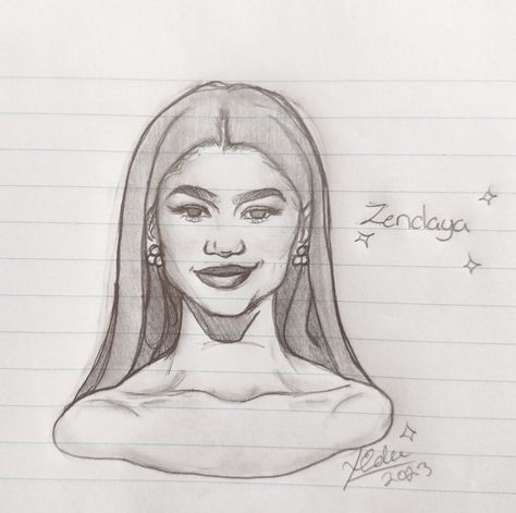 Drawing Of Zendaya, Barbie Drawings Easy, Celebrity Drawings Easy, Zendaya Drawing, Celeb Drawings, Drawing Artstyle, Sketch Images, Melanie Martinez Drawings, Basketball Accessories