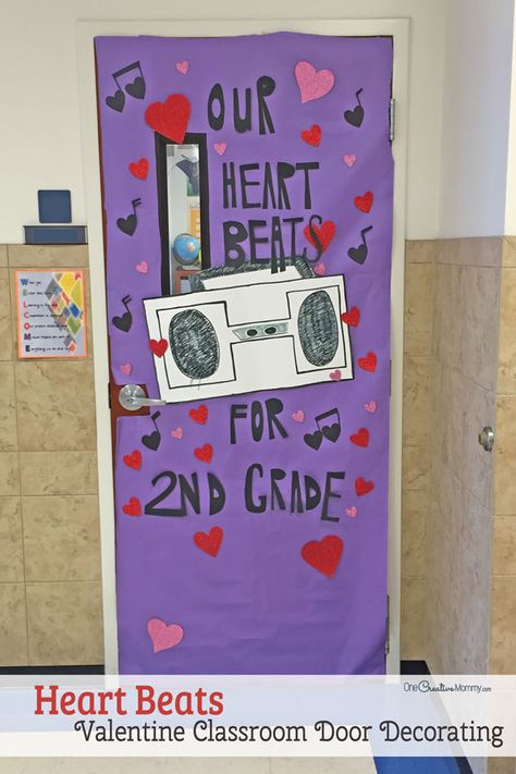 Our Heart Beats for You Classroom Door - Featured in 27 Valentine's Day Classroom Door Decorating Ideas {OneCreativeMommy.com} Heart Classroom Decorations, Feb Door Decorations Classroom, Valentines Door Ideas, Valentine’s Day Classroom Door, Valentine’s Day Door Decorations For Classroom, Valentines Day Door Classroom, Valentines Day Door Decorations, Valentines Door Decorations, Valentines Classroom Decorations