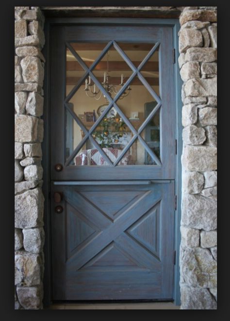 Diamond pattern glass dutch door.. My favorite! Glass Dutch Door, Country Front Door, Dutch Doors Exterior, Cottage Front Doors, Farmhouse Front Door, Cottage Door, Stable Door, Cool Doors, Dutch Door