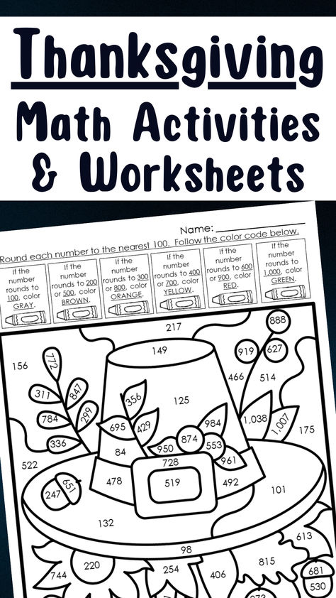 Make math review fun with these Thanksgiving-themed math practice and color by number worksheets! This no prep Thanksgiving math activities for 3rd grade printable resource includes 25 pages. These are the perfect addition to your fall lesson plans for November.

You can use these as independent practice after teaching/reviewing a skill, complete a few each week during the Thanksgiving season, and/or put them out for early finishers! Thanksgiving Craft For 5th Grade, Thanksgiving Math Activities 3rd Grade, Fall Worksheets 3rd Grade, Thanksgiving Classroom Activities 3rd, Thanksgiving 3rd Grade Activities, Thanksgiving 4th Grade Activities, 4th Grade Fall Activities, 1st Grade Thanksgiving Activities, Fourth Grade Thanksgiving Activities