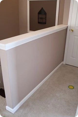 loft half wall ideas Stair Ledge Ideas, How To Decorate A Half Wall Ledge, Pony Wall Cap, Half Wall Banister Ideas, Half Wall Staircase Ideas, How To Decorate A Half Wall, Half Wall Ideas Living Room, Half Wall Ledge, Half Wall Living Room