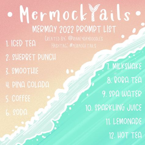 Kawaii Drawing Prompts, Mermay Prompt 2023, Mermay Prompt, Brown Eye Quotes, Mermay 2023, Prompts Art, Asthetic Stationery, Draw Challenge, Art Journal Challenge