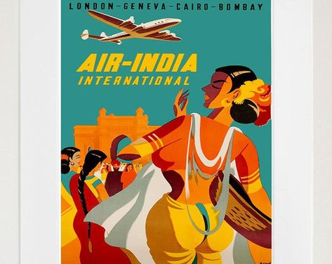 I really like this! Indian Mural, Airlines Ads, Indian Posters, Airline Poster, Super Constellation, Indian Retro, Vintage Yoga, Vintage Airline Posters, India Poster