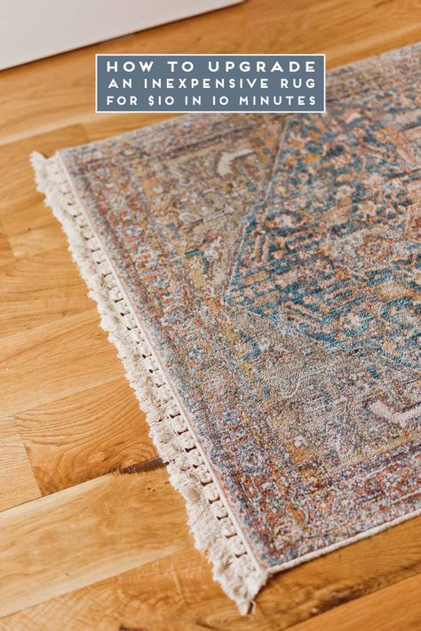 DIY Rug Hack: How to Upgrade an Inexpensive Rug for $10 (in under 10 Minutes) #diy #diyrug #rug #homedecor #diydecor Rug Hacks, Inexpensive Rugs, Cheap Carpet, Work Diy, Mason Jar Crafts Diy, Basement Decor, Crafts To Make And Sell, Create Diy, Diy Rug