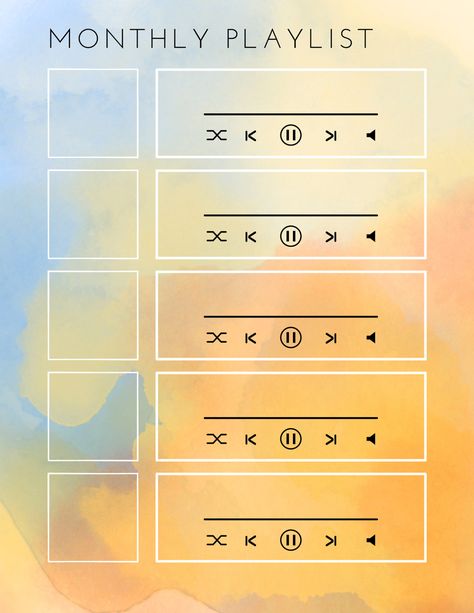 Watercolor themed monthly playlist page for digital planners Goodnotes Pages, Monthly Playlist, Free Wedding Planner Printables, Fitness Planner Free, Digital Bullet Journal, Free Wedding Planner, 2023 Planner, Wedding Planner Printables, Paper Planner