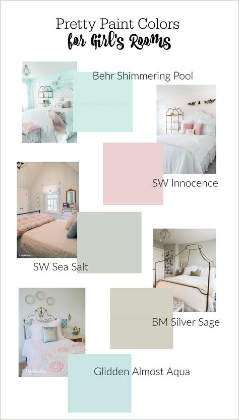 Our Favorite Paint Colors + Decor for A Girl's Room Teen Girl Bedroom Color Palette, Teen Room Wall Paint, Teen Bedroom Color Schemes, Paint For Girls Bedroom, Girl Bedroom Walls Paint, Paint Ideas For Girls Bedroom, Teen Room Color Schemes, Teen Room Paint Ideas, Teen Girl Bedroom Colors