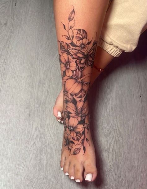 Women’s Whole Leg Tattoo, Full Shin Tattoos For Women, Tattoo Ideas Female No Flowers, Leg Tattoo Women Lower, Full Leg Flower Tattoos Women, Tattoo Ideas Leg Sleeve Women, Libra Leg Tattoos Women, Women Half Leg Sleeve Tattoo, Girly Calf Tattoo